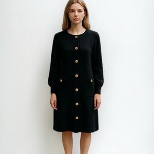 Vintage Ports International Wool Dress with Gold Buttons | Size 6